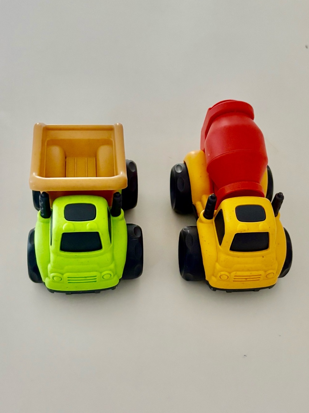 Mud Pie Mini Wheat Straw Dump Truck & Cement Truck - 2 Vehicles